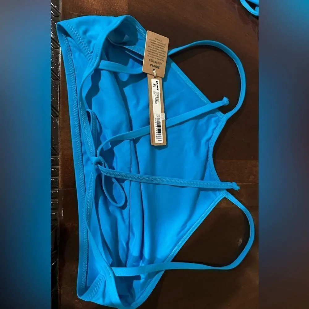 SKIMS NWT High Neck Bikini Top in Turquoise size S